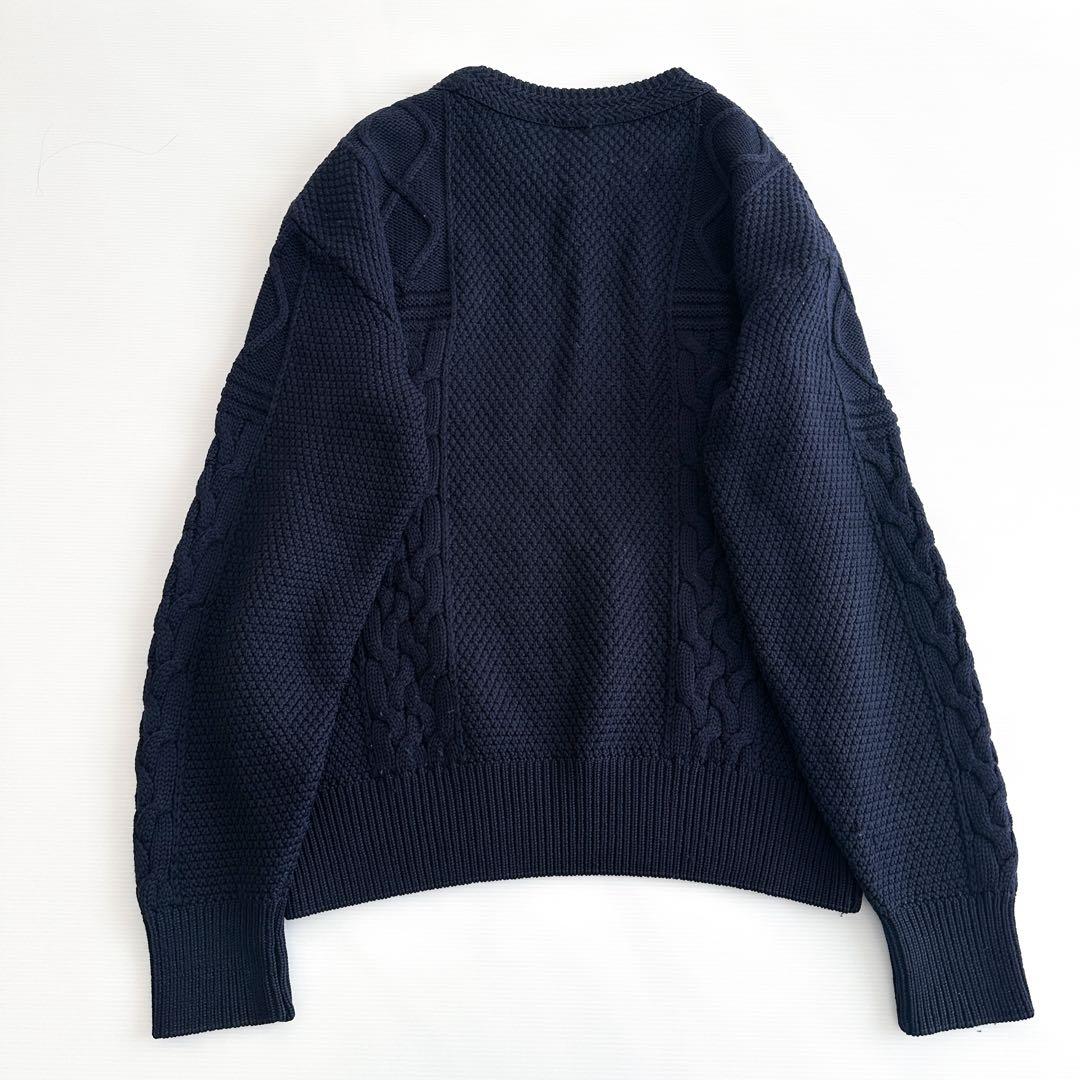 CELINE メリノウール ケーブルニット 紺 セーター 鹿の子編み ネイビー