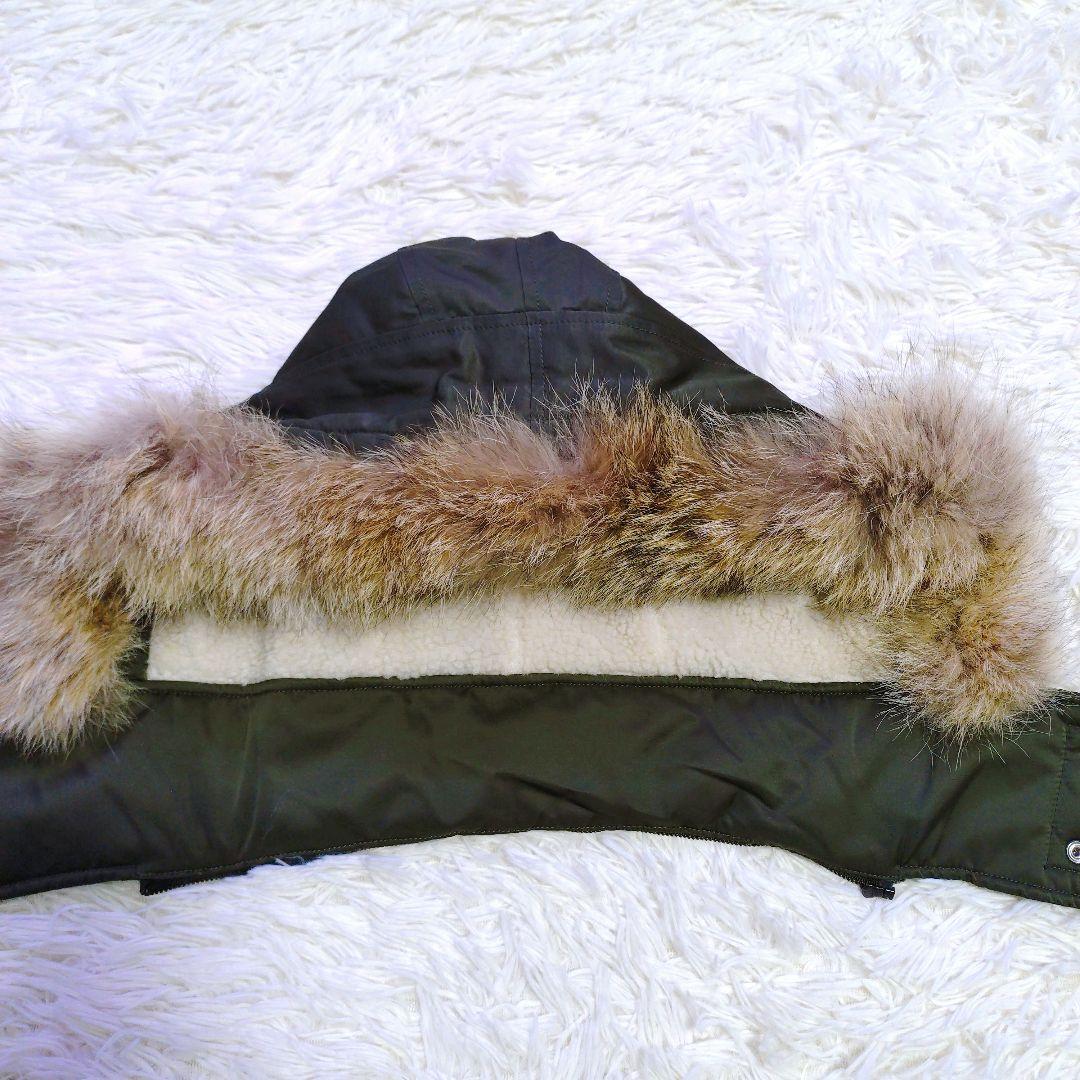 【タグ付き】セオリー　リアルファー付き　ダウンジャケット　緑系　カーキ　S