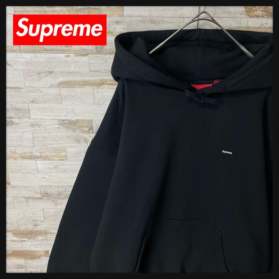 3194 U【美品】シュプリーム☆スモールボックスロゴ パーカー ブラック