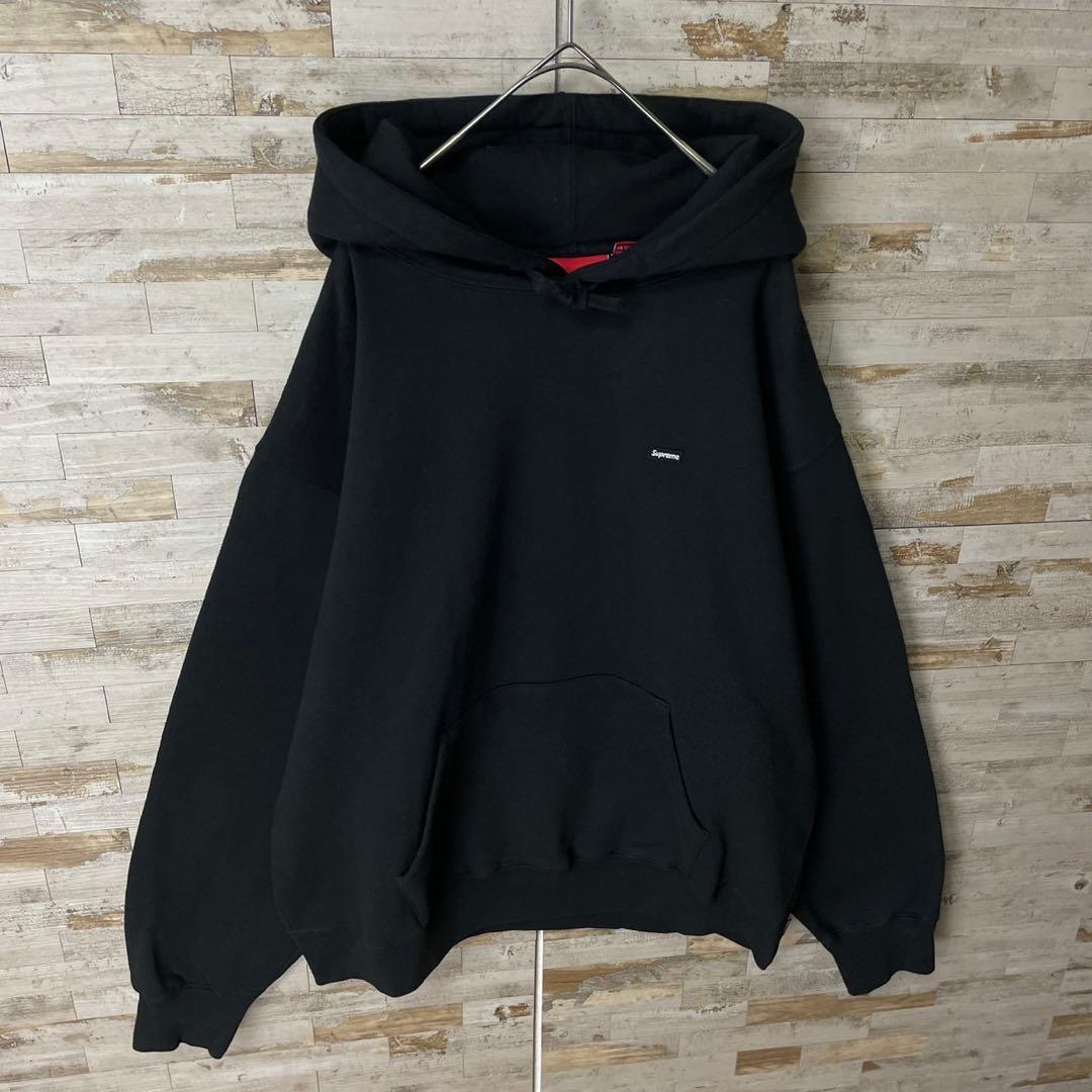 3194 U【美品】シュプリーム☆スモールボックスロゴ パーカー ブラック