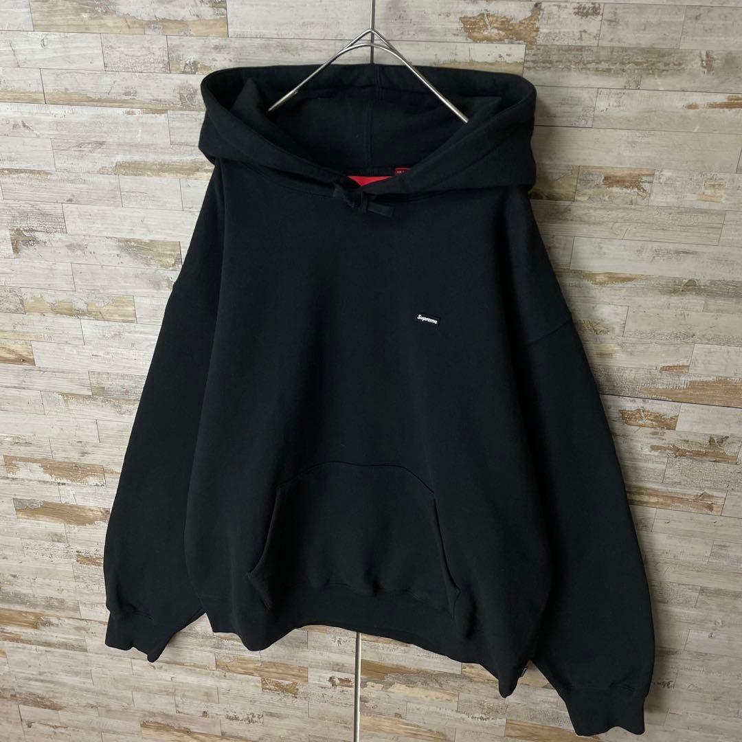 3194 U【美品】シュプリーム☆スモールボックスロゴ パーカー ブラック