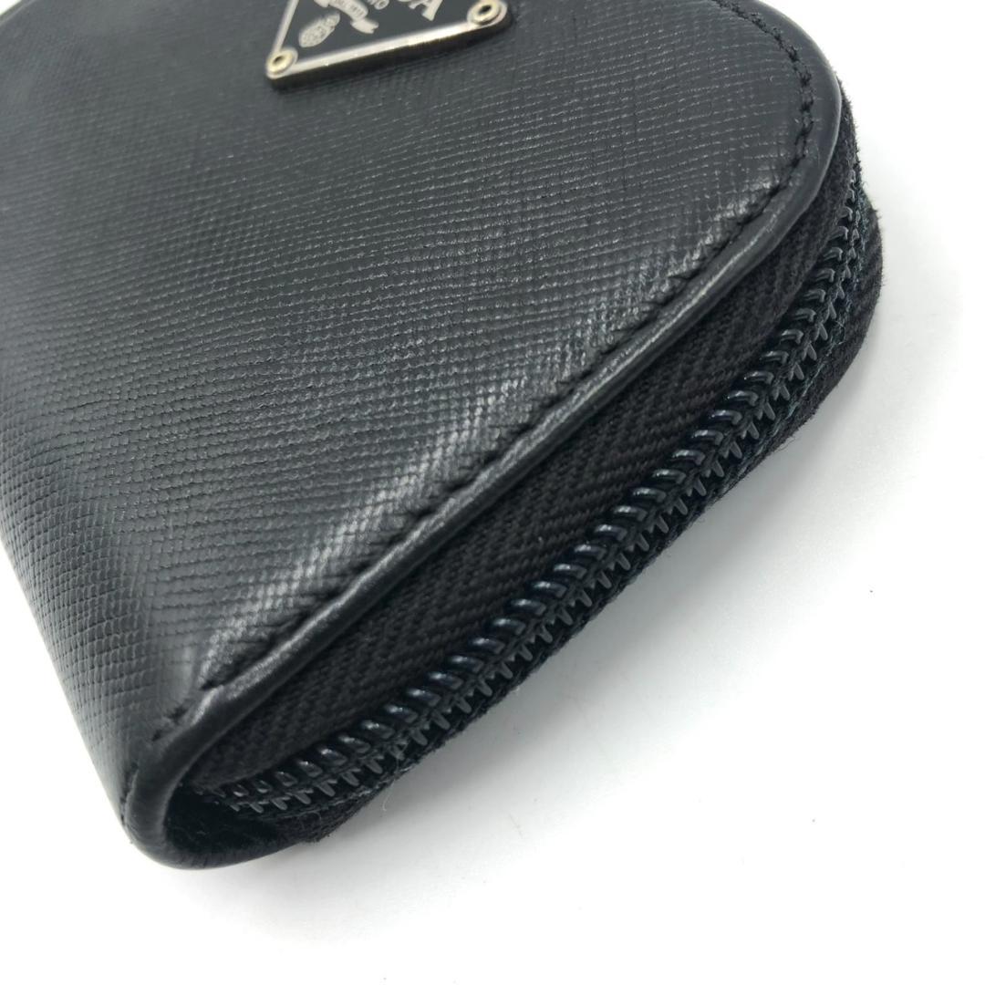 極美品 プラダ ケース 小銭入れ 三角ロゴ サフィアーノ レザー ブラック