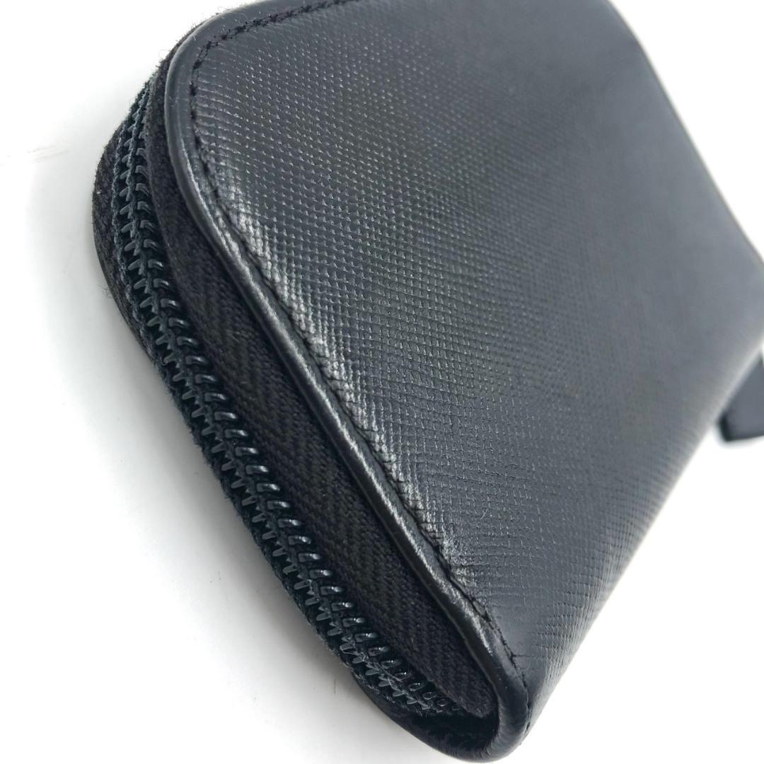 極美品 プラダ ケース 小銭入れ 三角ロゴ サフィアーノ レザー ブラック