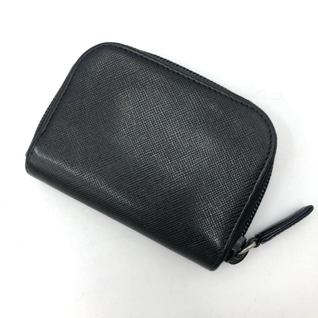 極美品 プラダ ケース 小銭入れ 三角ロゴ サフィアーノ レザー ブラック