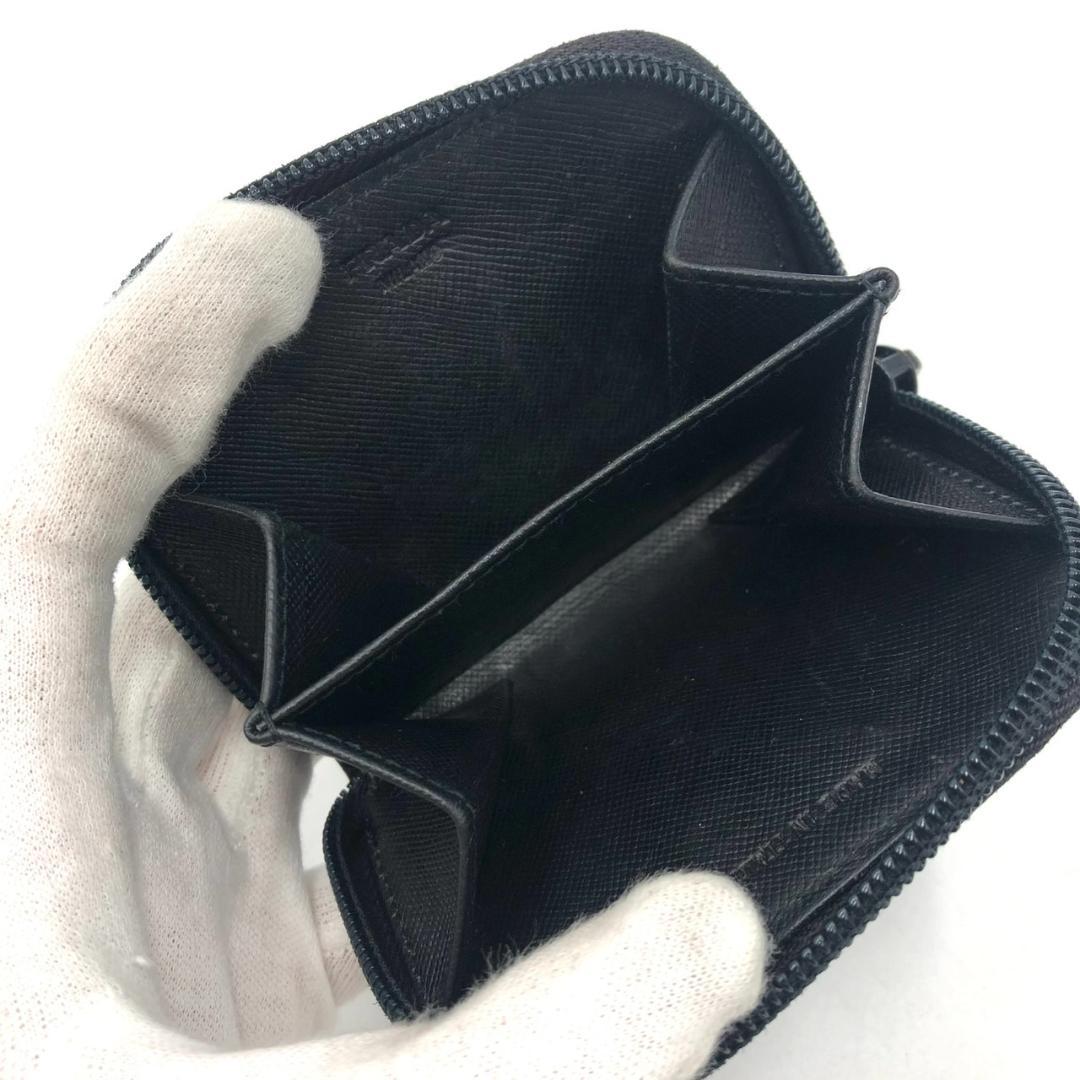 極美品 プラダ ケース 小銭入れ 三角ロゴ サフィアーノ レザー ブラック
