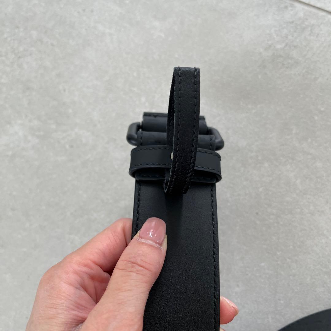 GUCCI グッチ インターロッキング　レザーベルト マット ブラック