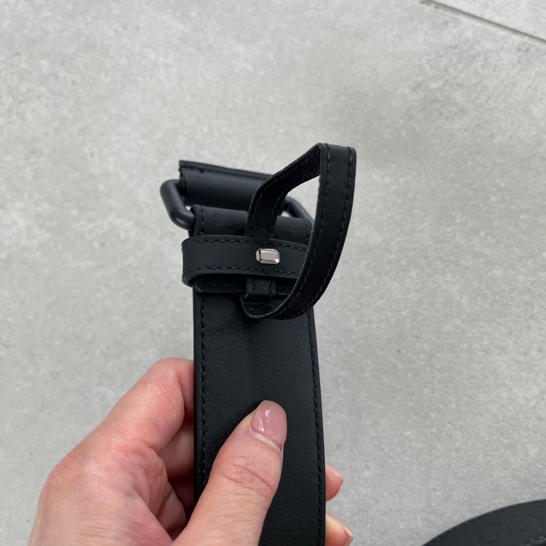 GUCCI グッチ インターロッキング　レザーベルト マット ブラック