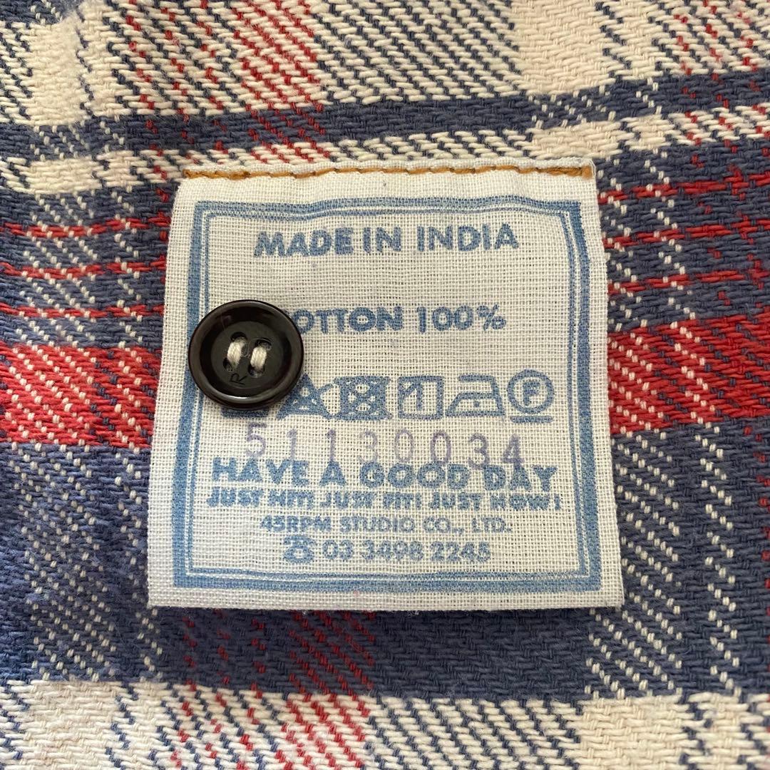 45R 45rpm 日焼けネル フリルカシュクール ブラウス チェック Aライン