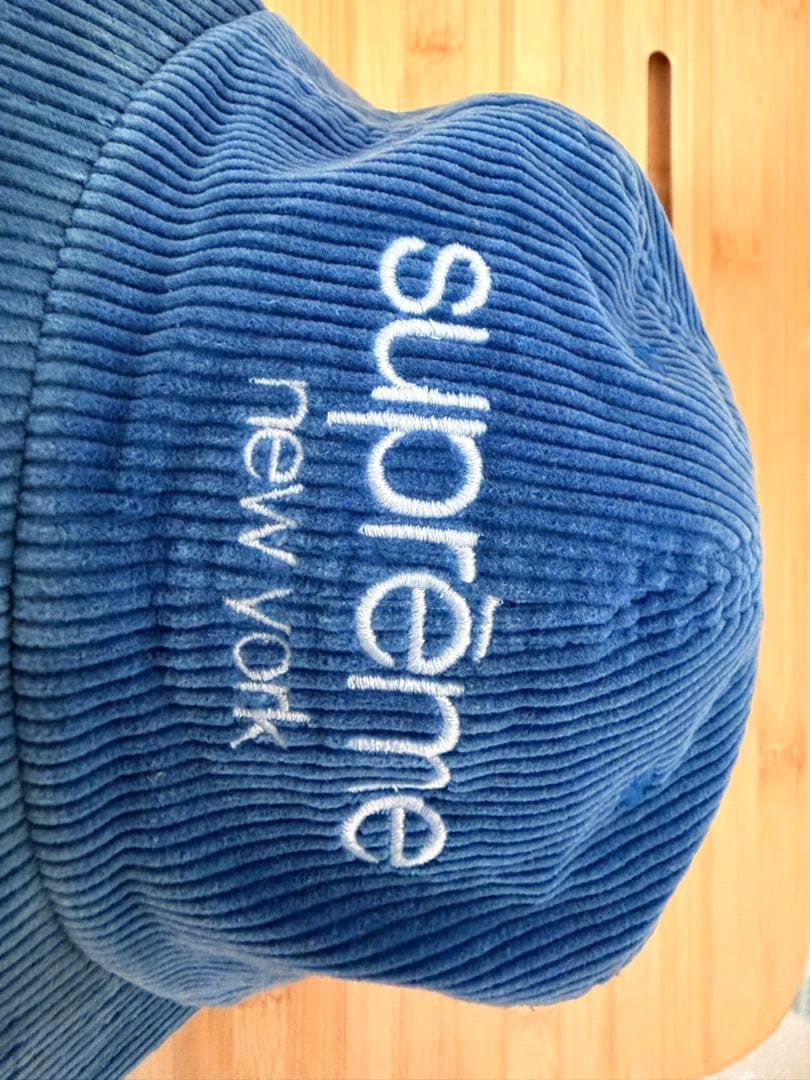 supreme コーデュロイキャップ 青