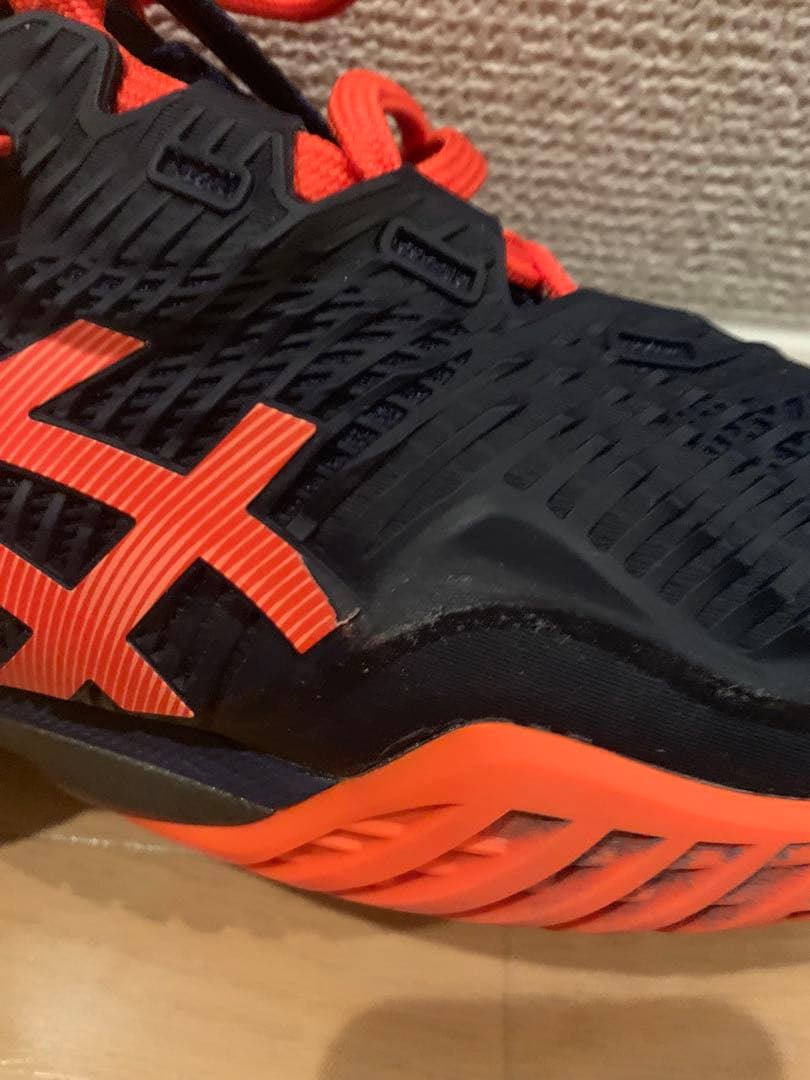 ASICS テニスシューズ ネイビー/オレンジ