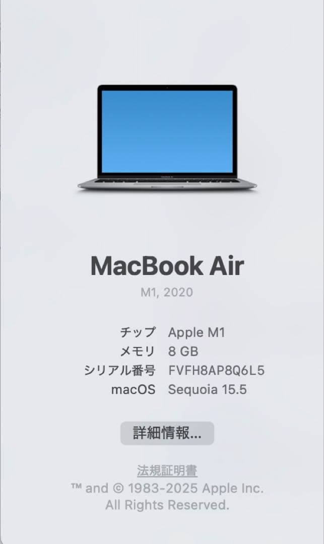 [バッテリー92%] Apple MacBook Air M1