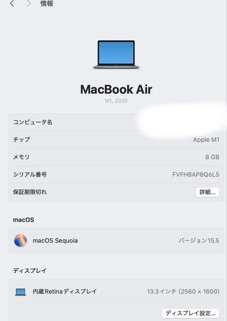 [バッテリー92%] Apple MacBook Air M1