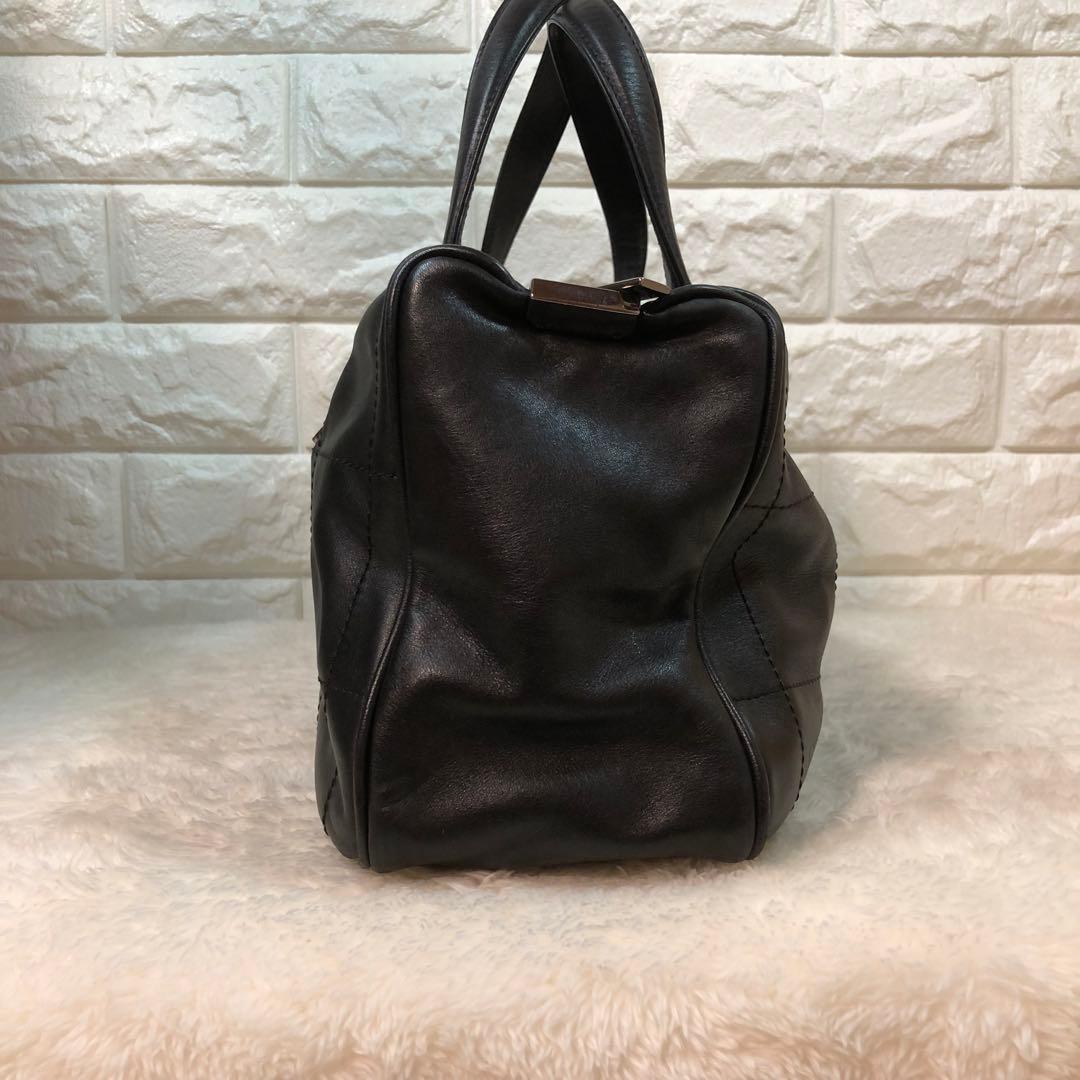 ☆美品☆シャネル ミニボストンバック ブラック チョコバー キャビアスキン