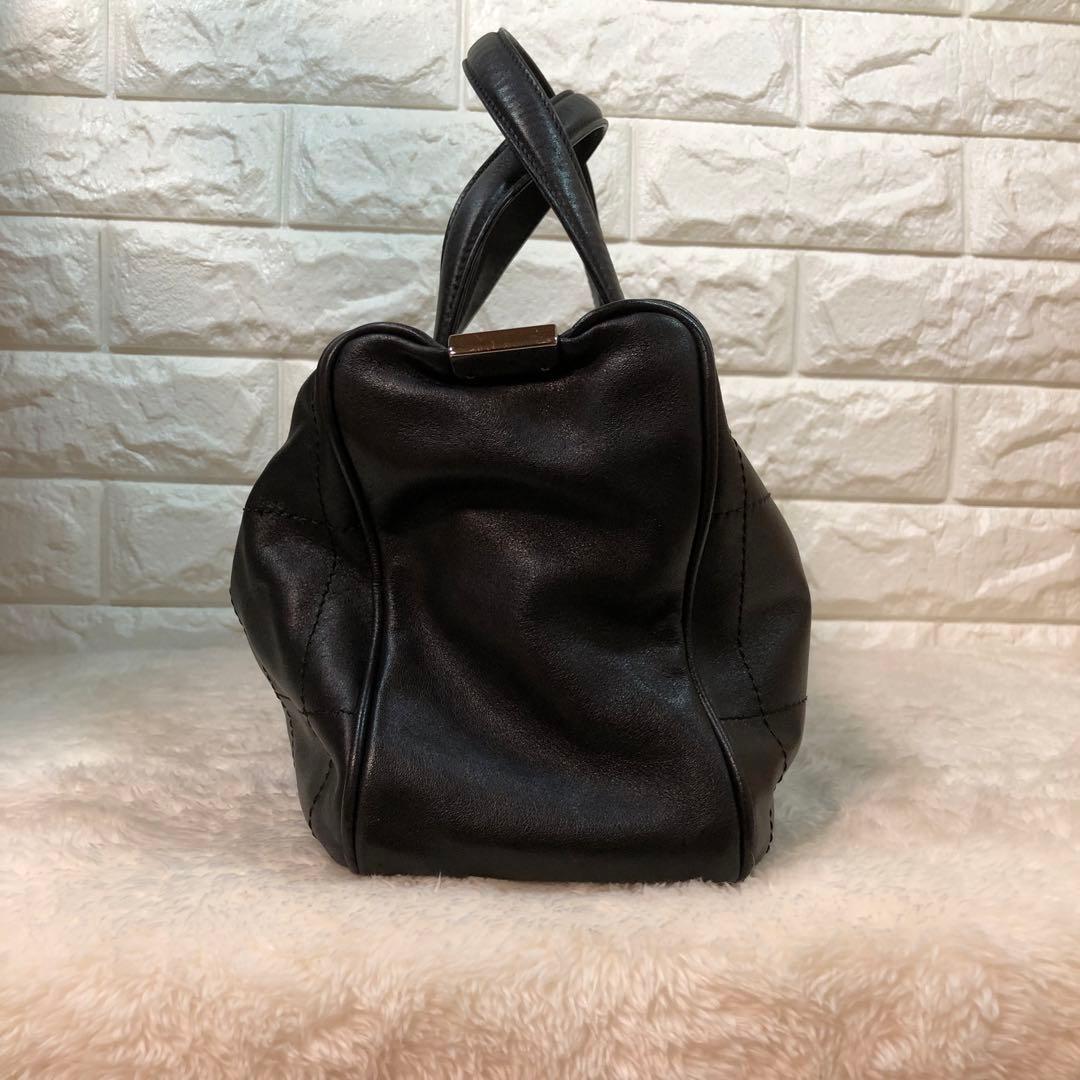 ☆美品☆シャネル ミニボストンバック ブラック チョコバー キャビアスキン