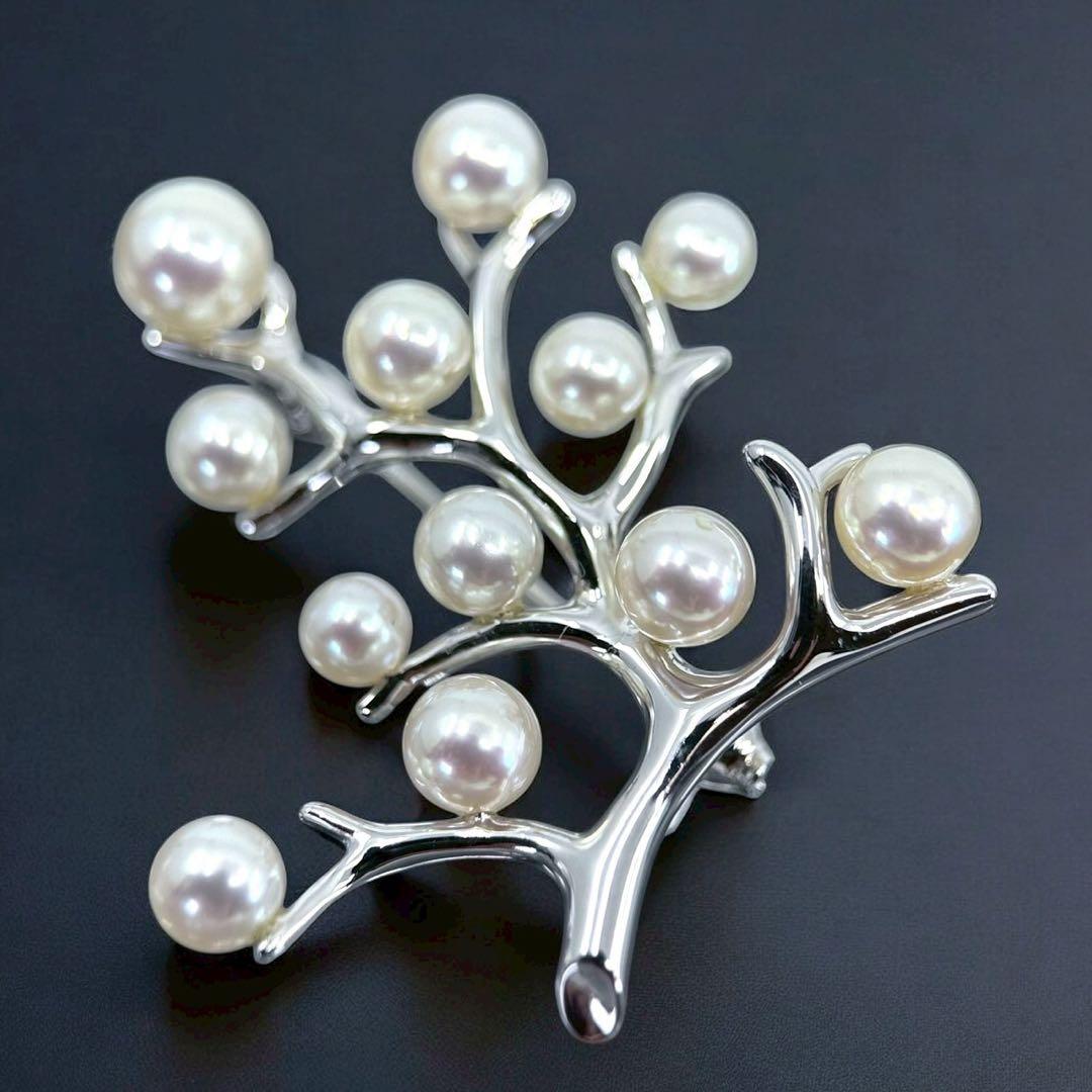 【新品同様】ミキモト 幸福の木　アコヤ　本真珠　パール　ブローチ　コサージュ
