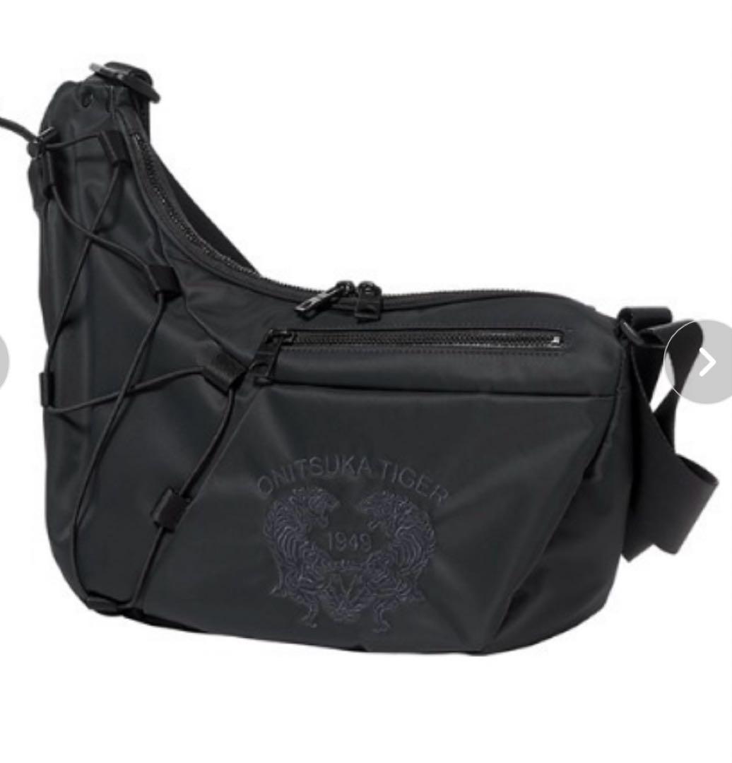 【美品】ONITSUKA TIGER メッセンジャーバッグ ネイビー 刺繍ロゴ