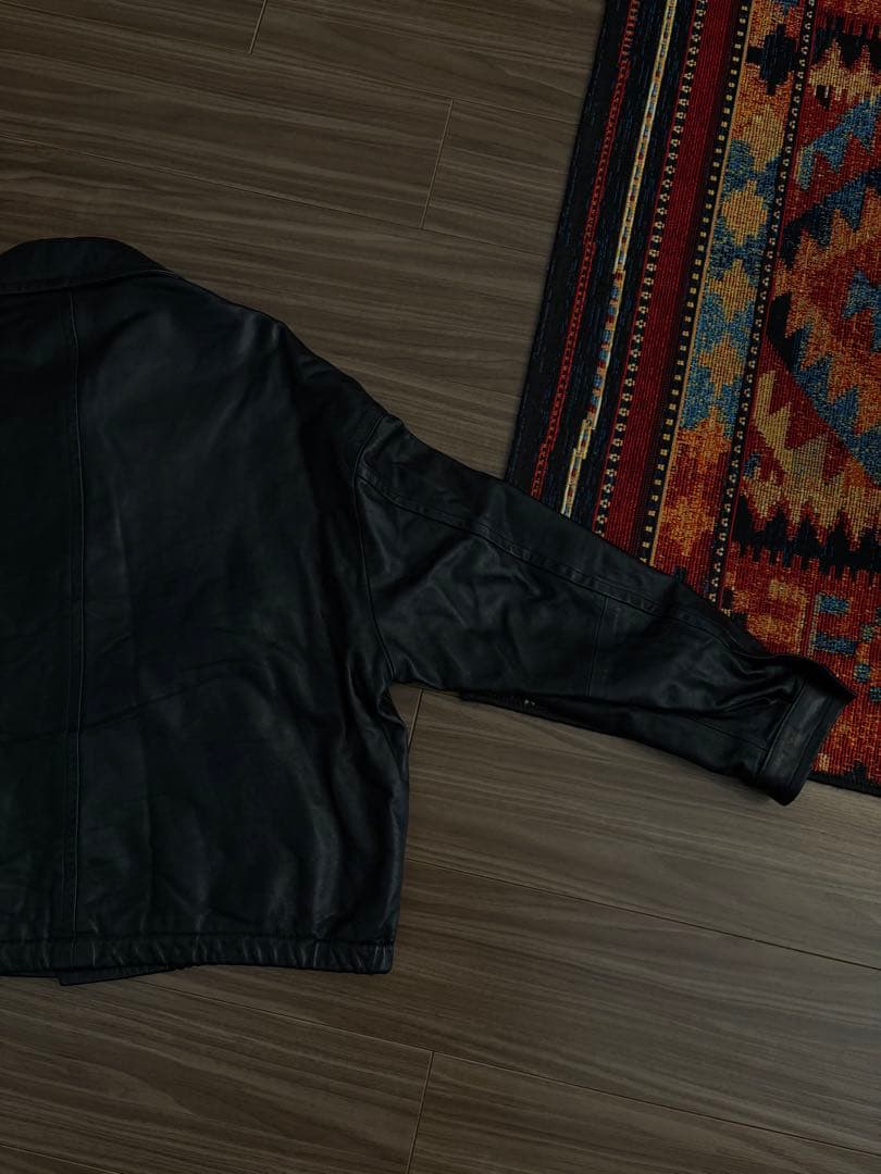 黒レザージャケット　羊革　LIDNM LEATHER SHORT BLOUSON