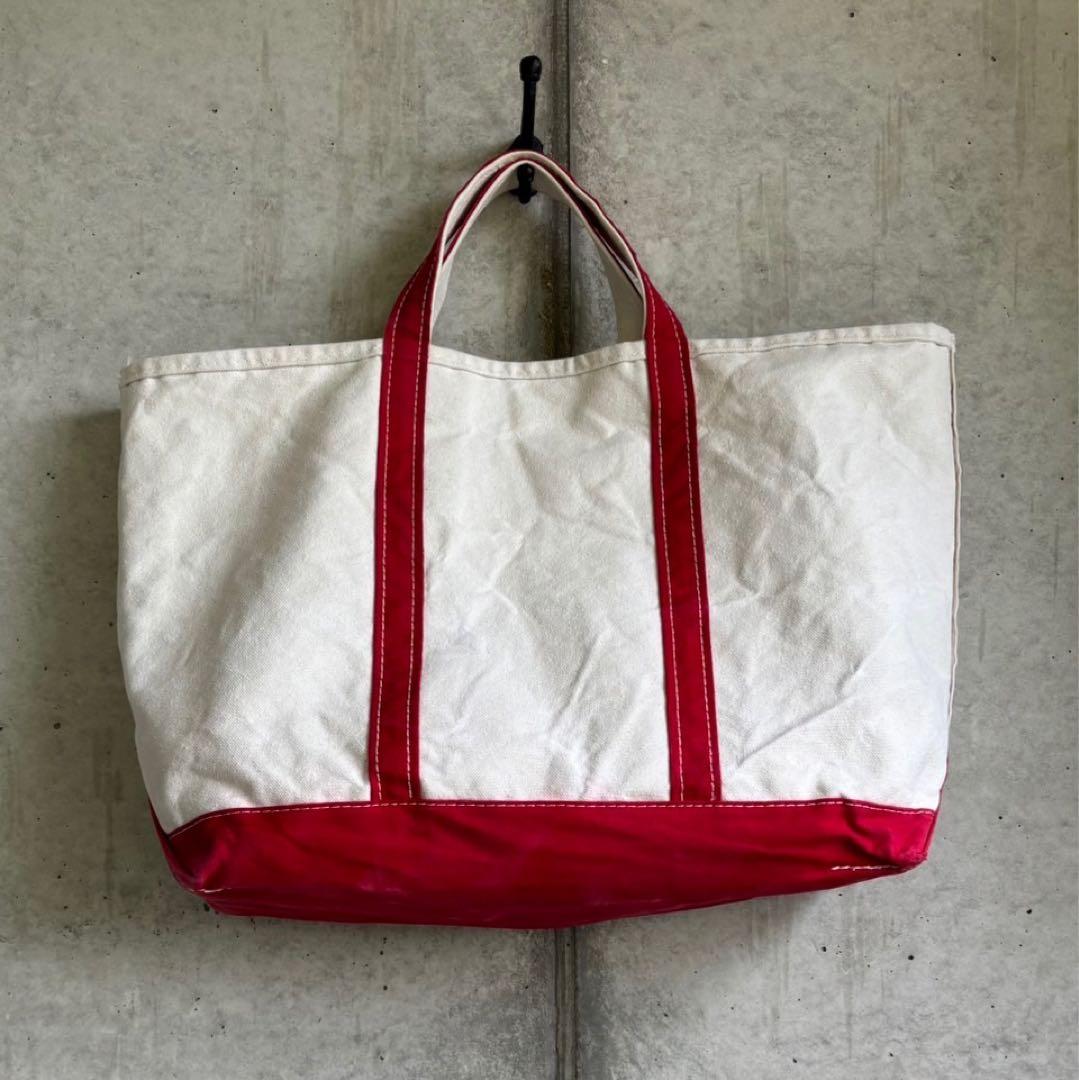 80s LLBean Largeトートバッグ ホワイト×レッド