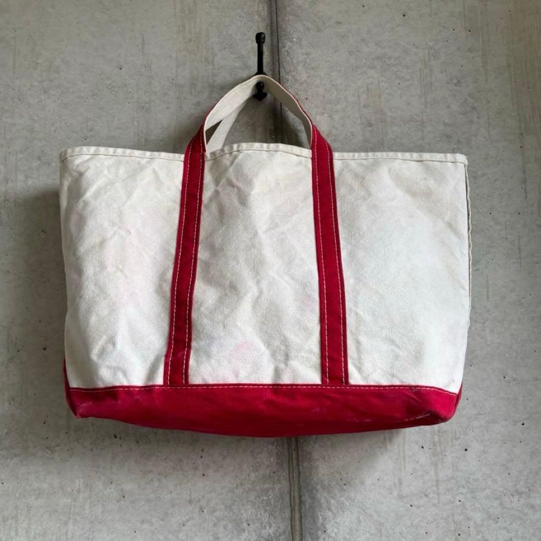80s LLBean Largeトートバッグ ホワイト×レッド