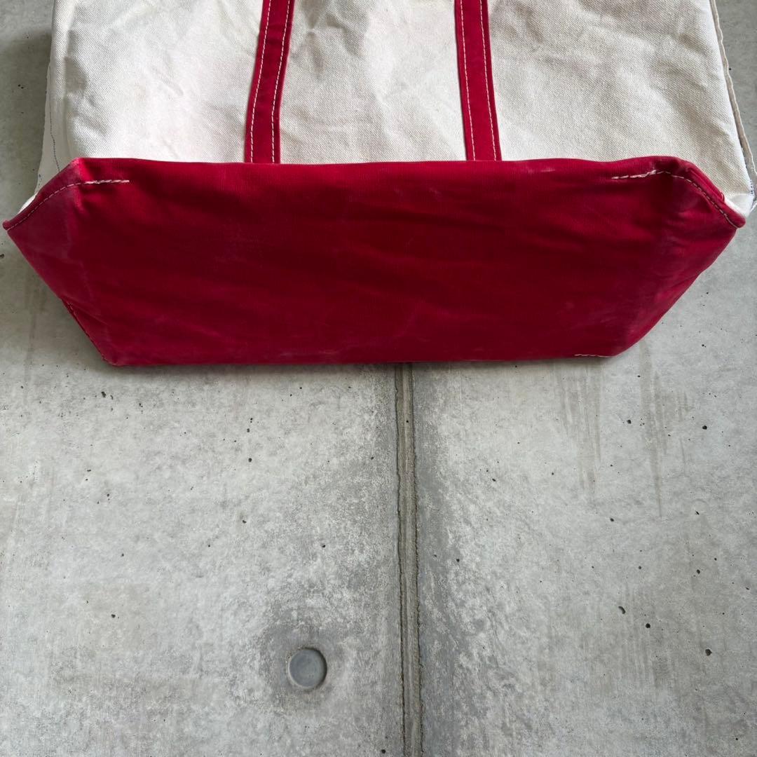 80s LLBean Largeトートバッグ ホワイト×レッド