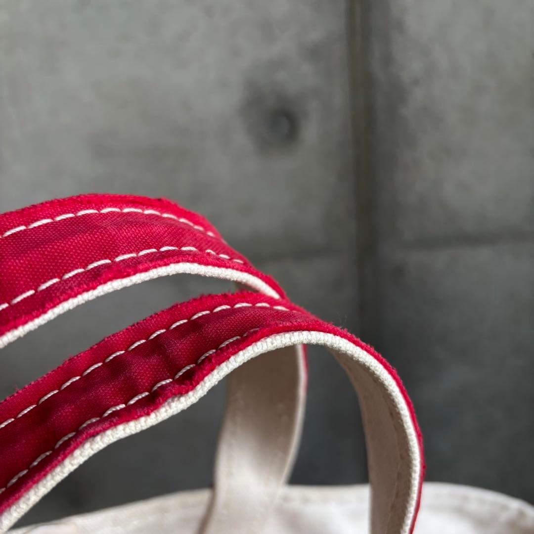 80s LLBean Largeトートバッグ ホワイト×レッド