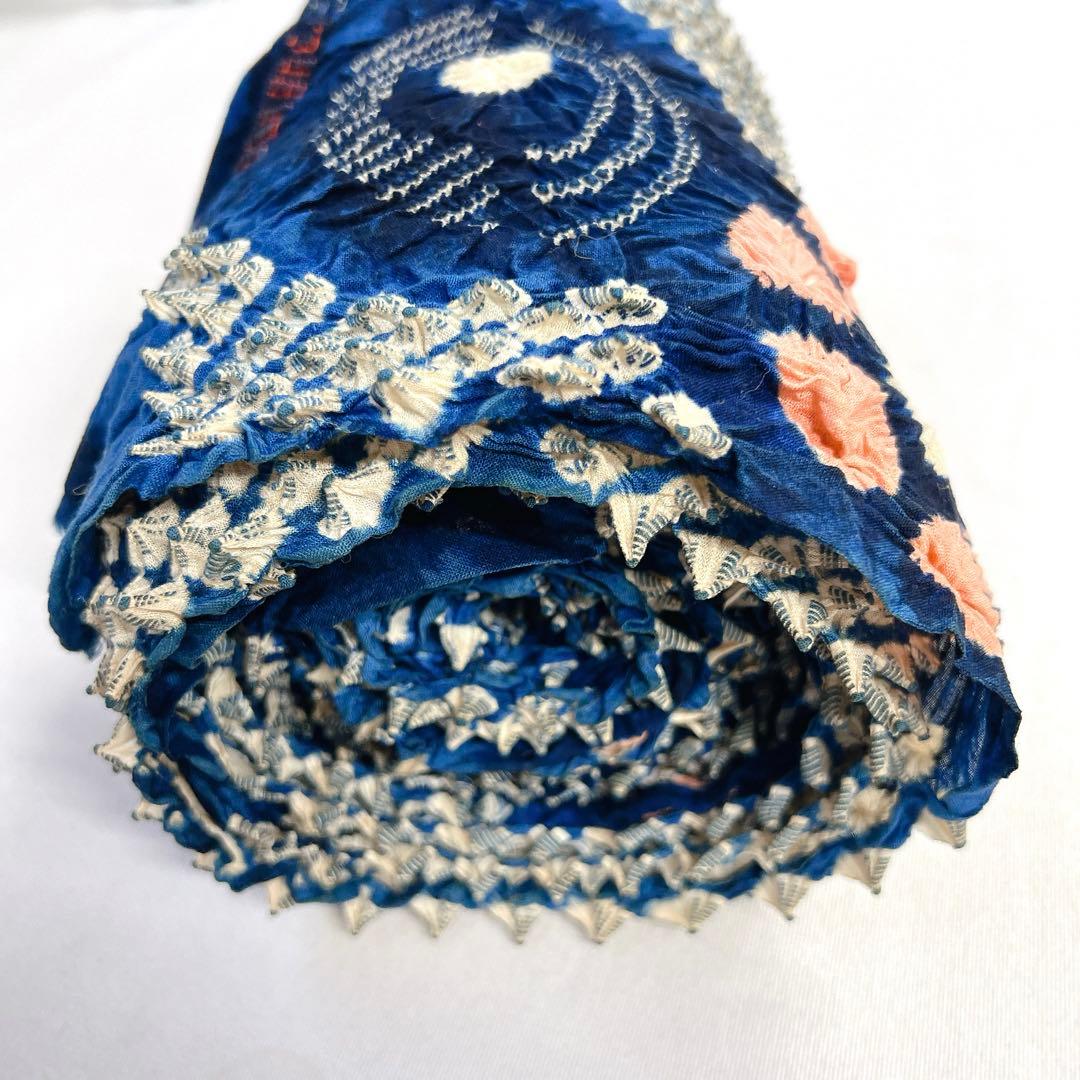 未使用　有松鳴海絞り　反物　浴衣　本絞り　藍染　着物　帯　012k