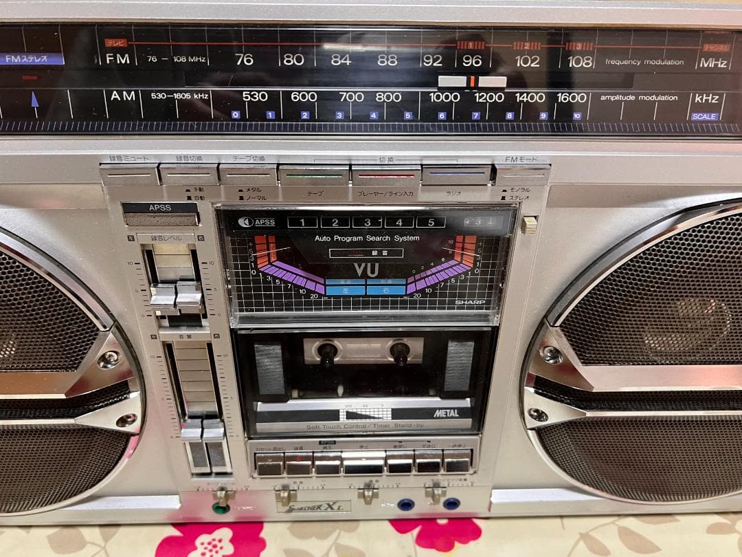 シャープ 大型ラジカセ サーチャー GF-535 完動品 当時カタログ付き