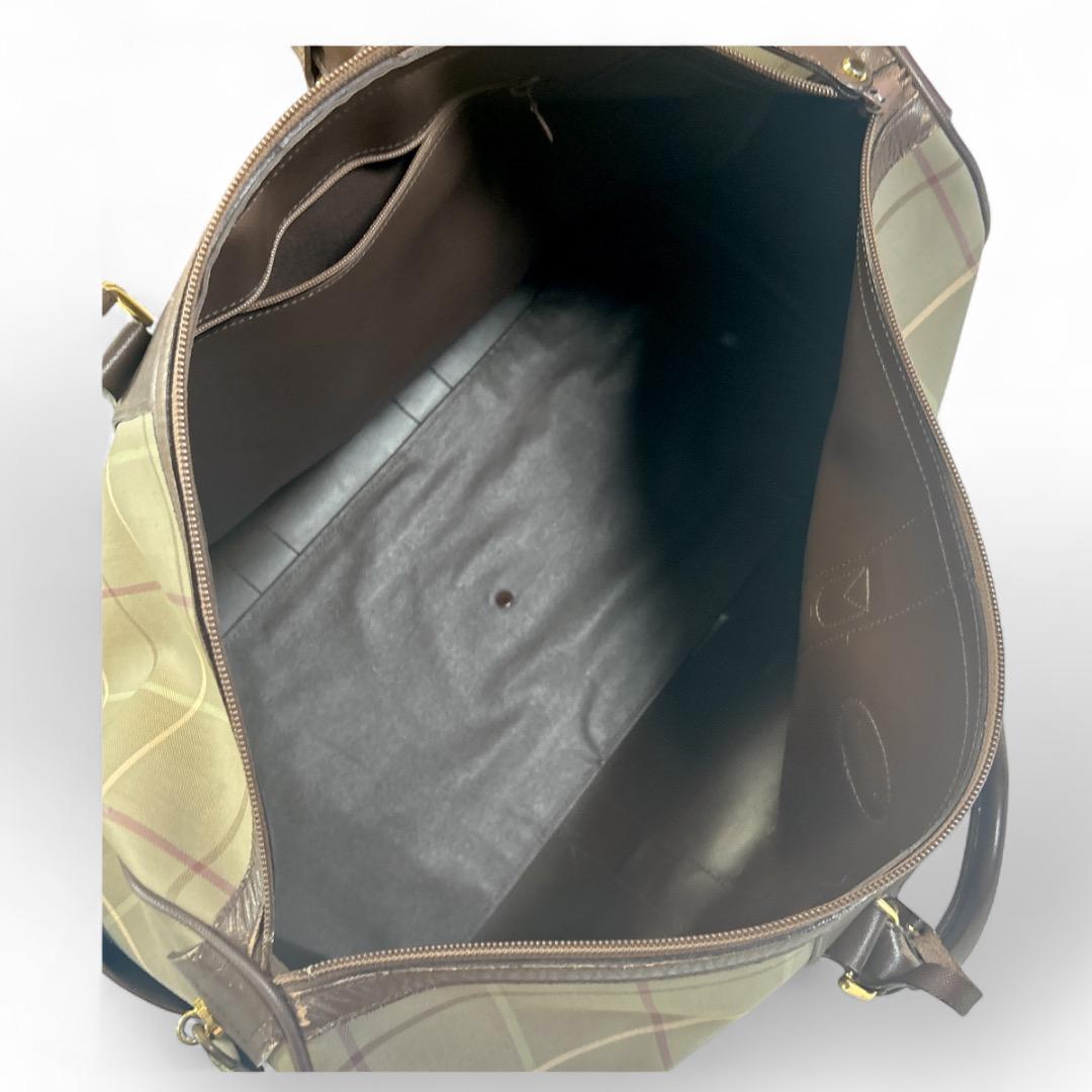 バーバリー 大容量 チェック柄 ボストンバッグ 美品　ポーチ付き　旅行