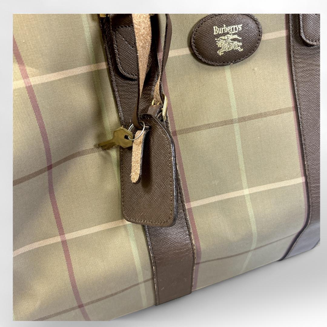 バーバリー 大容量 チェック柄 ボストンバッグ 美品　ポーチ付き　旅行