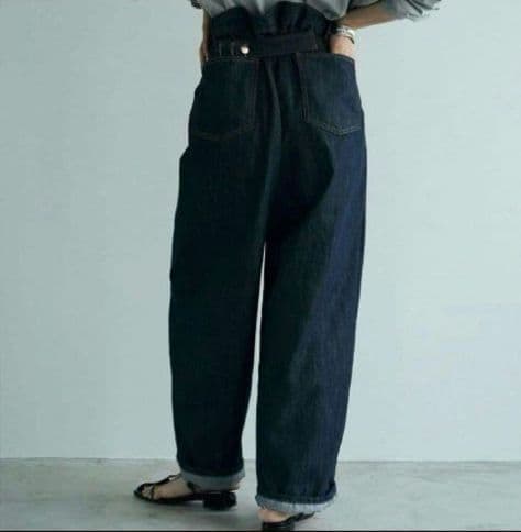 美品 marjour TUCK DENIM タックデニムパンツ 濃紺 ワイド M