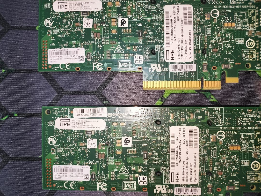 HPE BCM57416 10GbE 2port 保管品 ２個 LANカード