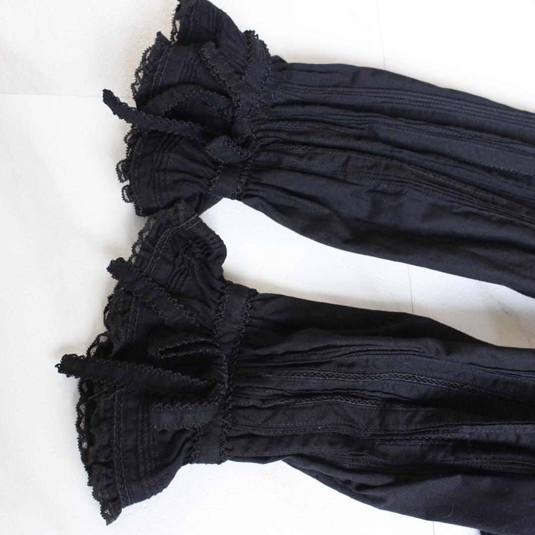 PINKHOUSE 長袖ブラウス Fサイズ ブラック リボン ピコフリル レース