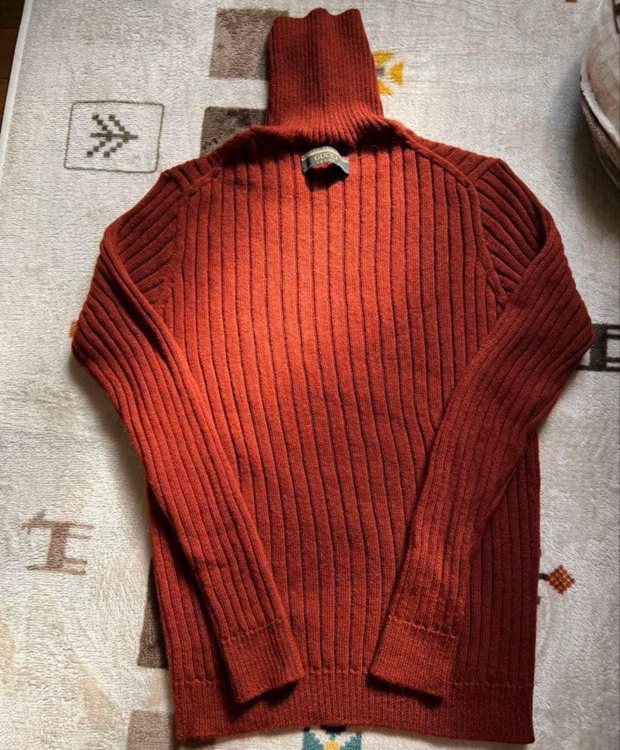 2020 GUCCIアルパカウールタートルニットリブ編み M