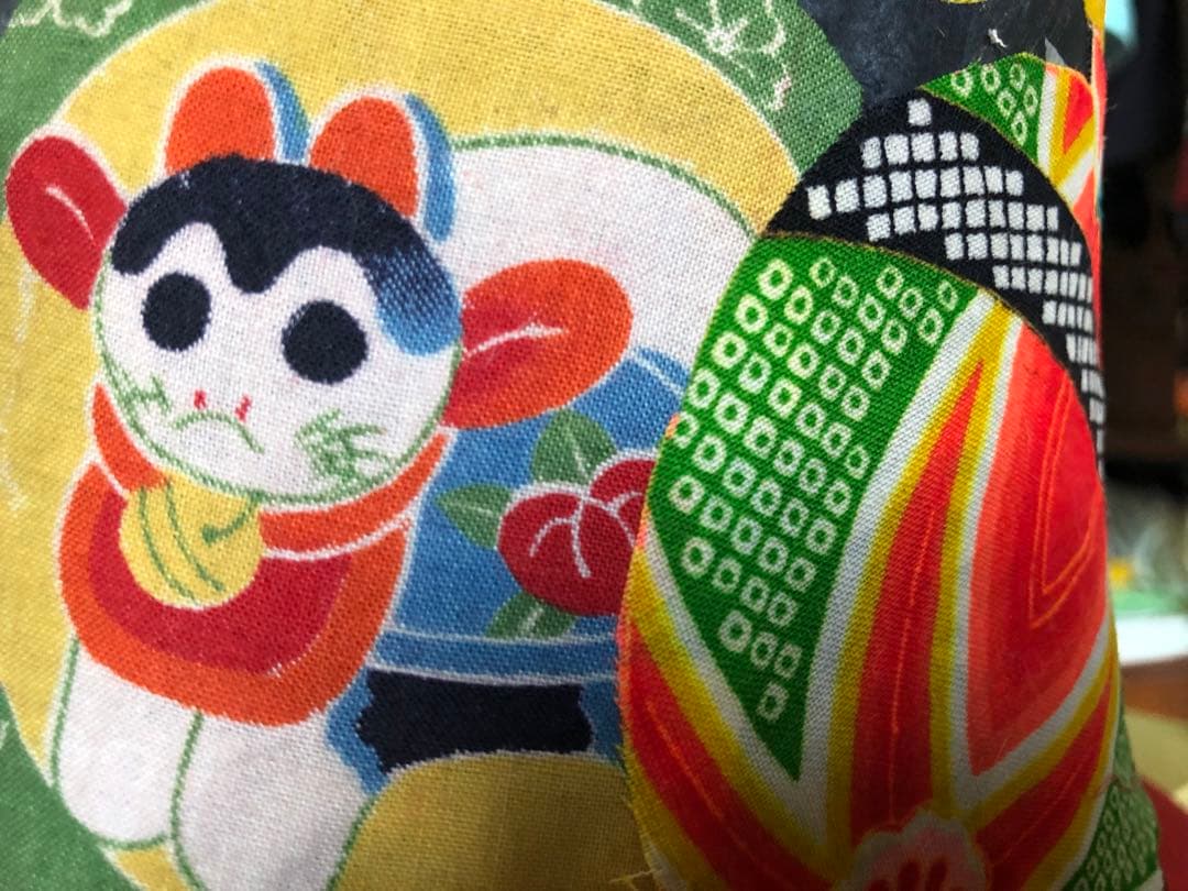 一閑張り　一閑張りバック　 犬張子 狛犬　古布沢山　可愛い　 少し大きめ