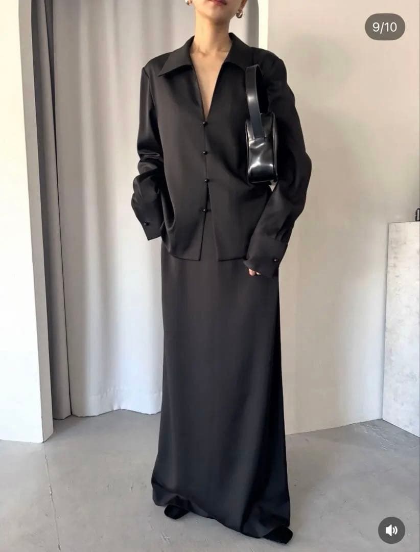 Open collar slim SH JK ブラック38