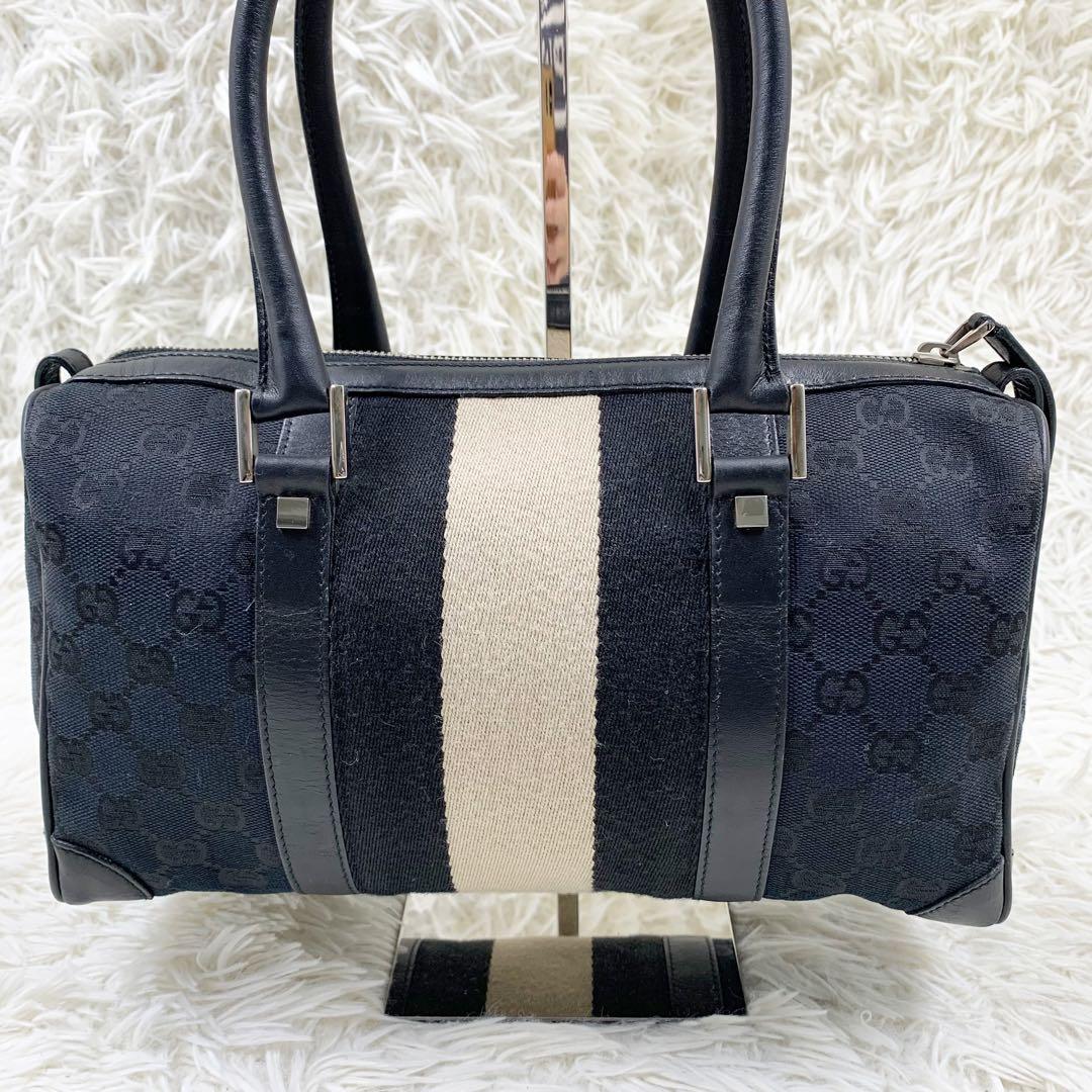 【✨美品✨】 GUCCI シェリーライン ミニボストンバッグ GG柄 ブラック