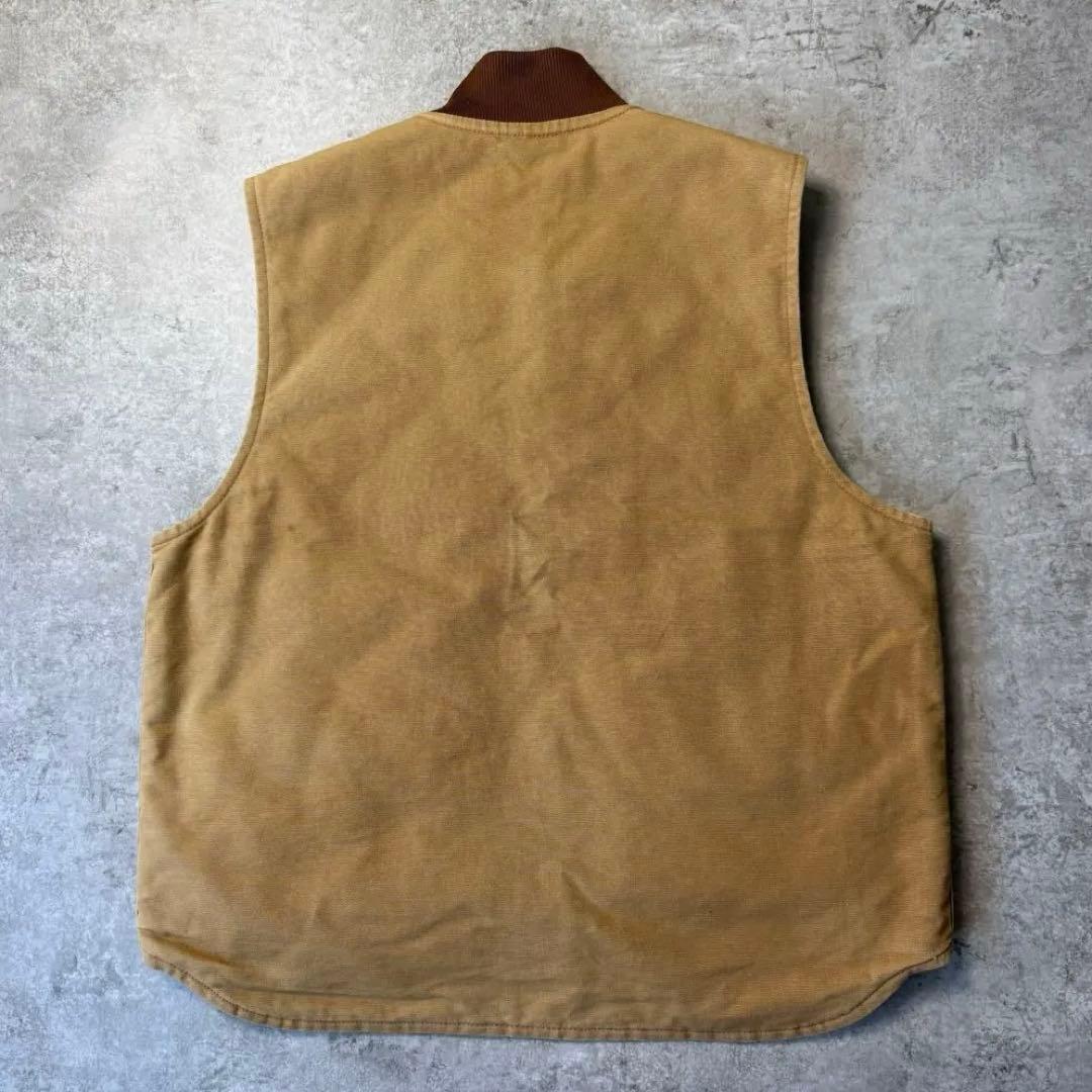 希少■carhartt カーハート【L】ダックベスト 雰囲気◎ブラウン フェード