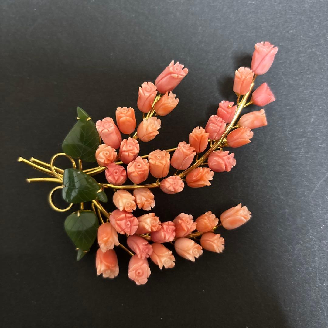珊瑚　花束ブローチ　特大