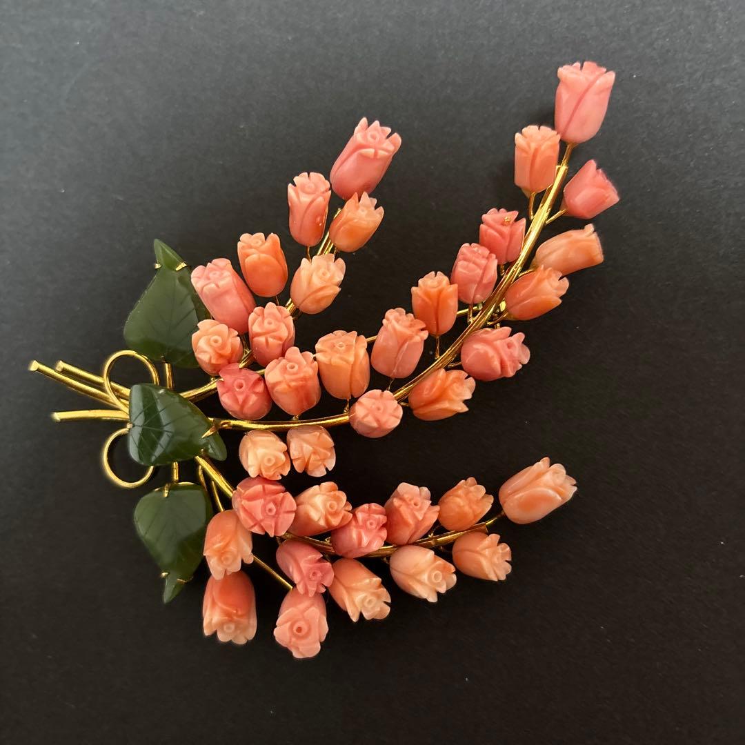 珊瑚　花束ブローチ　特大