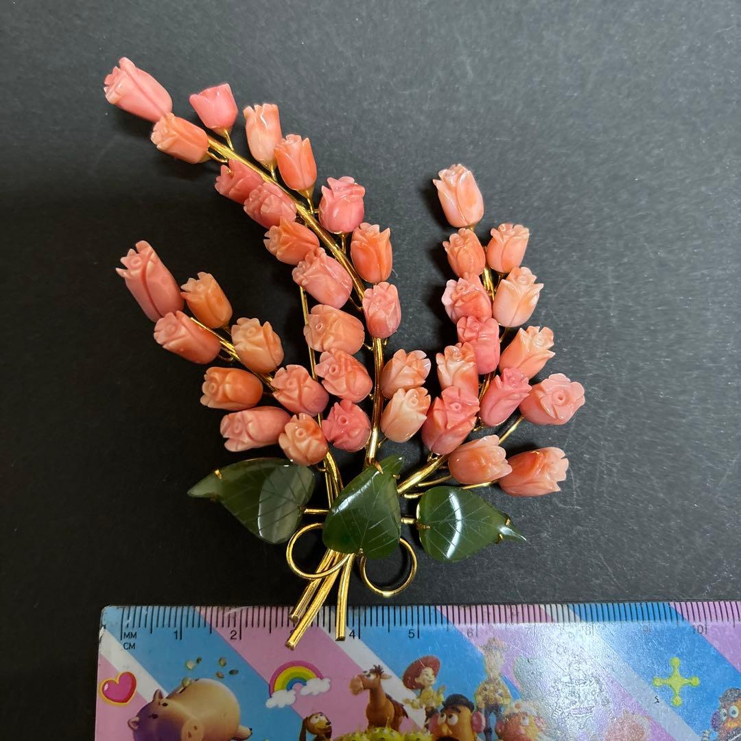 珊瑚　花束ブローチ　特大
