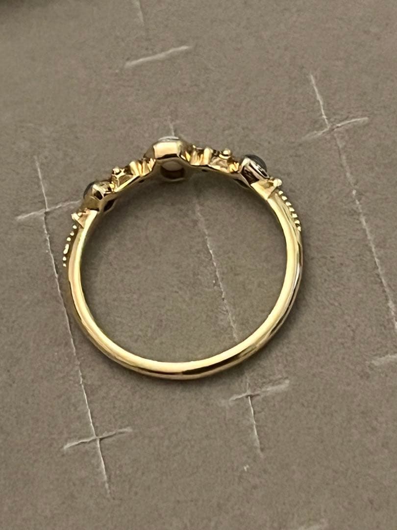 アガット　k10 イエローゴールド　9号　珊瑚 ダイヤ ラブラドライト