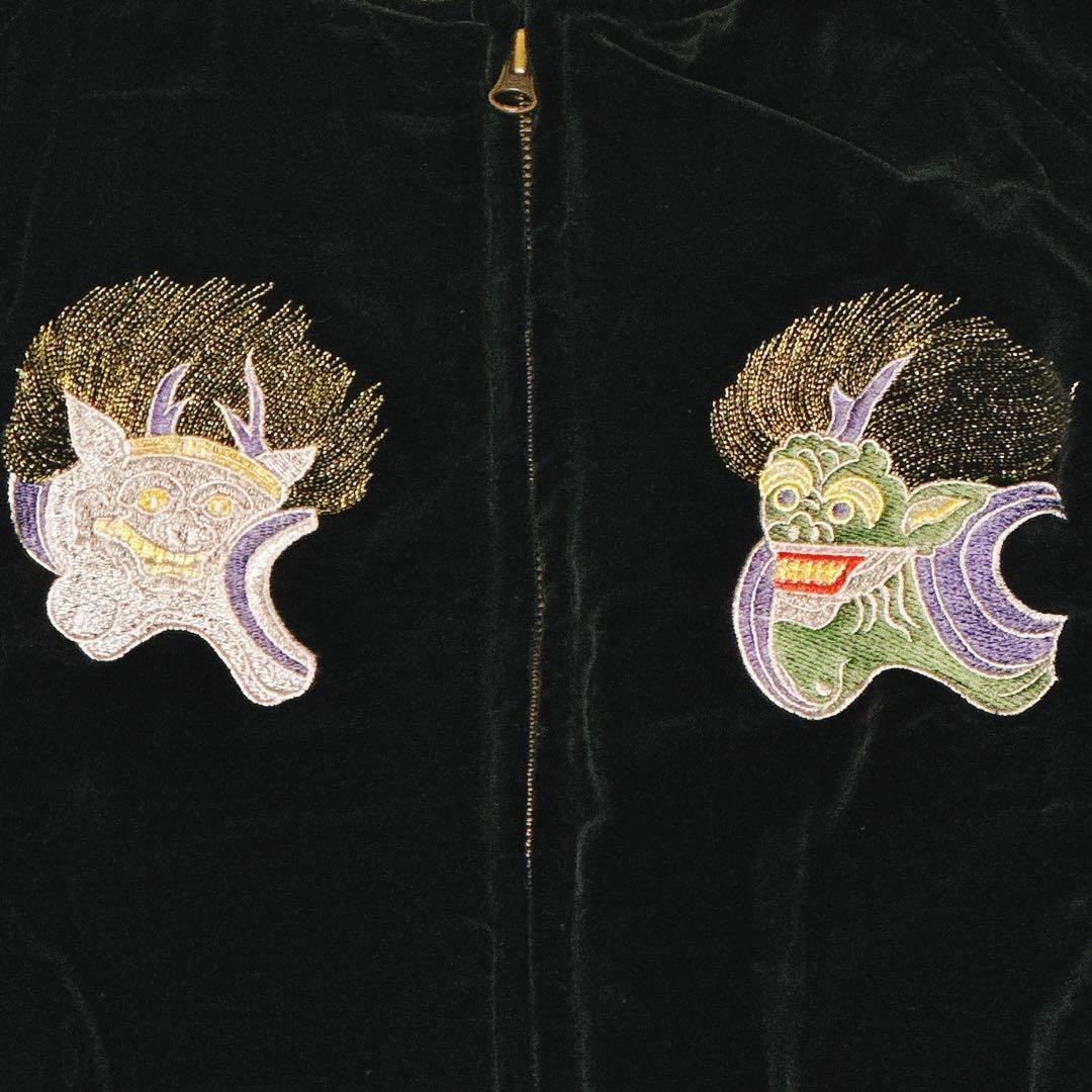 JAKE ジェイク 風神雷神 龍 別珍 スカジャン 黒 裏地キルティング Y2K