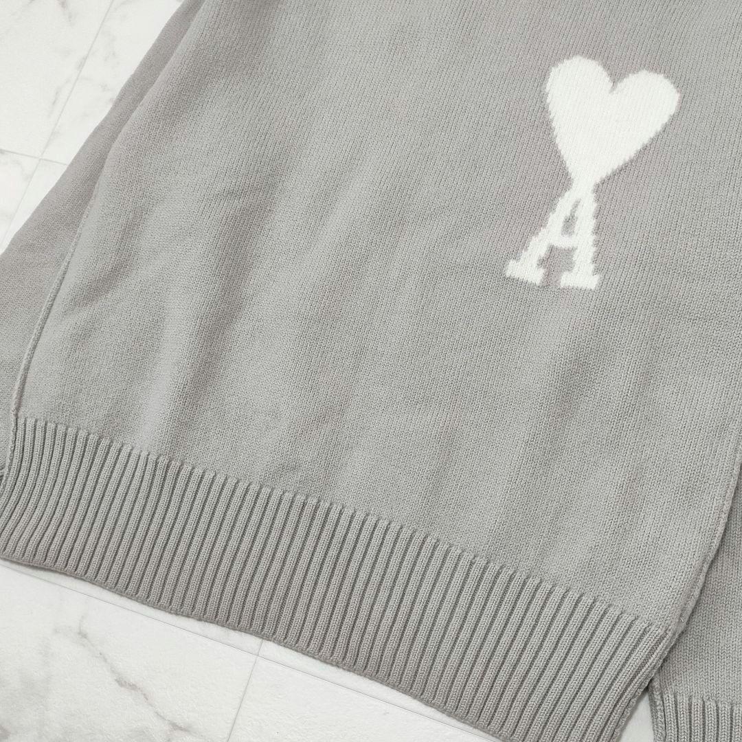 ami paris　アミパリス　ウール　ニットセーター　ハートロゴ　グレージュ