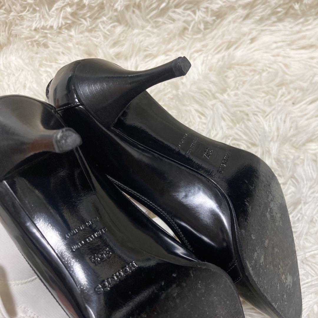 美品✨エルメス　ケリー　パンプス　23cm 黒　HERMES レザー　金具　箱付