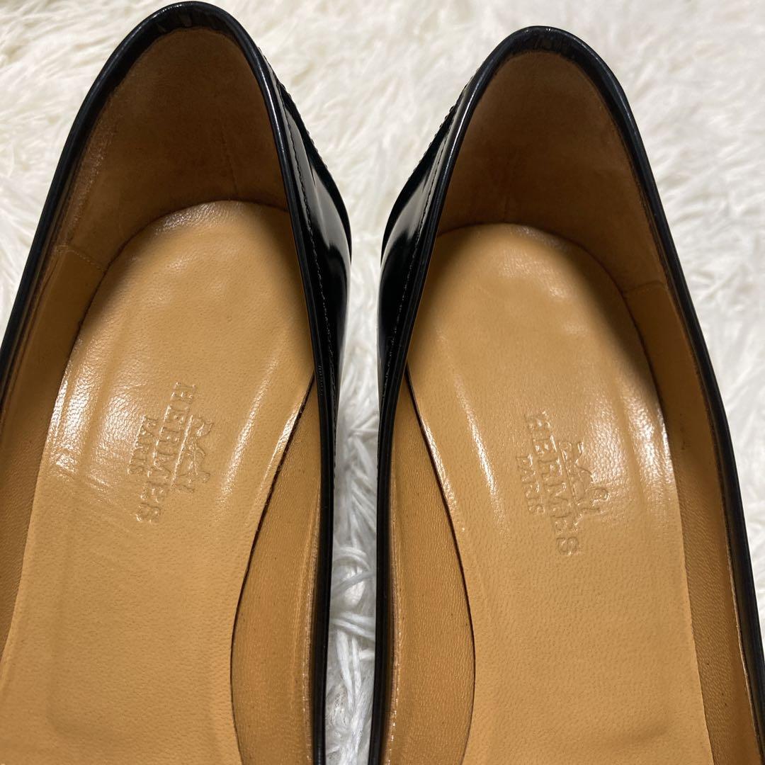 美品✨エルメス　ケリー　パンプス　23cm 黒　HERMES レザー　金具　箱付