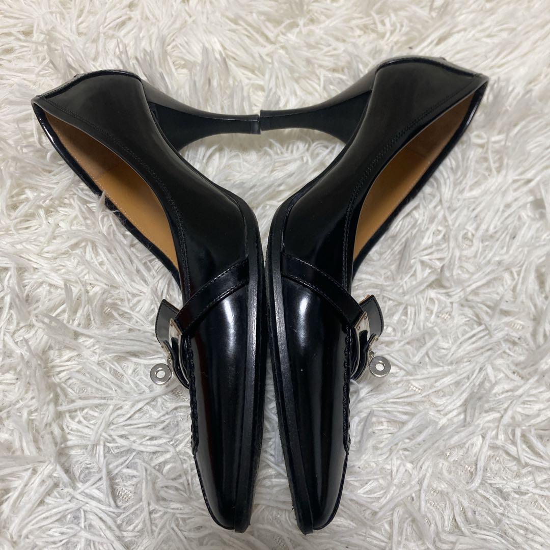 美品✨エルメス　ケリー　パンプス　23cm 黒　HERMES レザー　金具　箱付