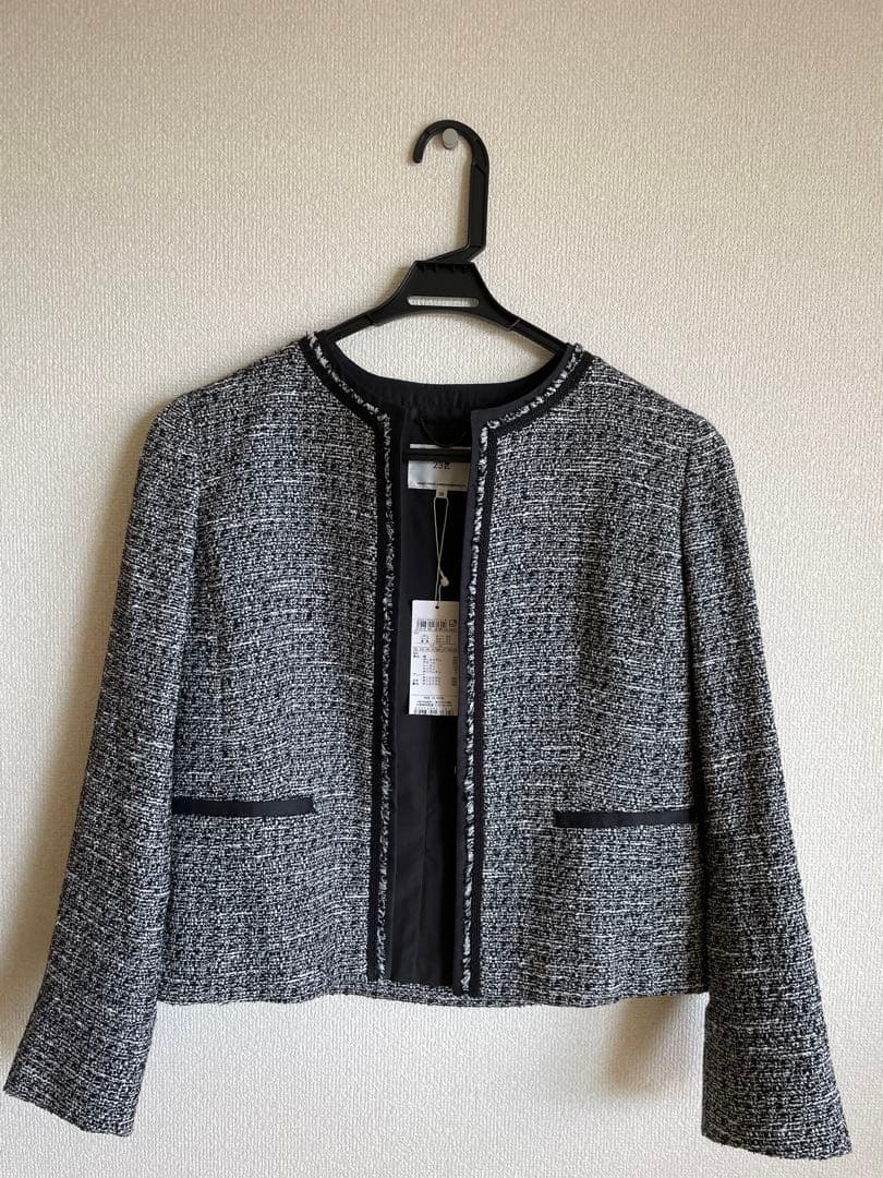 【23区】38(9)サイズ ツイードノーカラージャケット