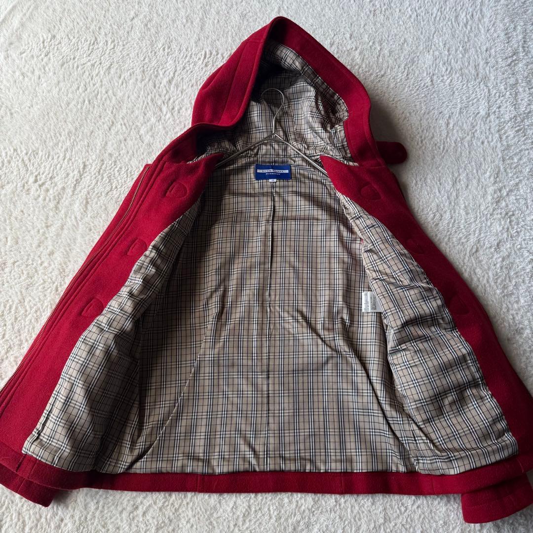 バーバリーブルーレーベル ダッフルコート ノバチェック 38 レッド 未使用級