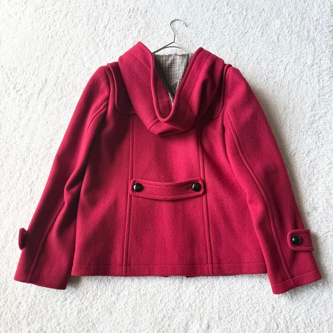 バーバリーブルーレーベル ダッフルコート ノバチェック 38 レッド 未使用級