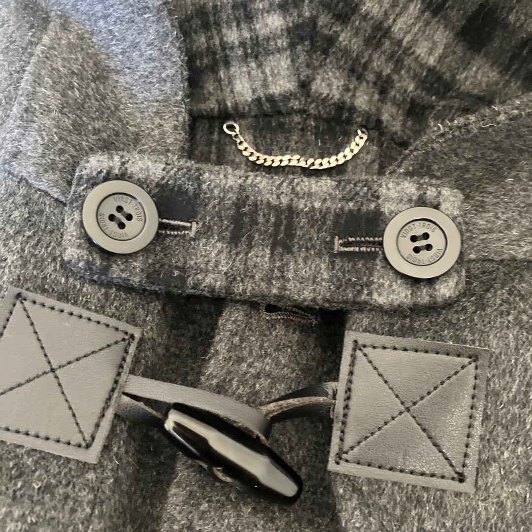 ほぼ未使用♡ 23区　ダッフルコート　裏チェック柄　グレー両サイドポケット付き♡